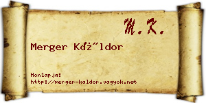Merger Káldor névjegykártya